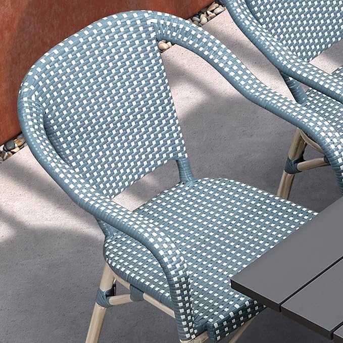 PURPLE LEAF 9 Pieces Outdoor Dining Set Patio Furniture Set with Aluminum Table and French Wicker Chairs for Garden Backyard Light Blue Patio Dining Set