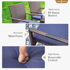 Sophia & William 9 Pieces Expandable Patio Dining Set, Extendable Rectangular Patio Table and Chairs Set for 8, Metal Outdoor Table and Rattan Chairs, All Weather Outdoor Dining Set