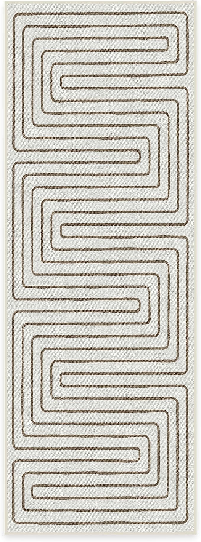 RUGGABLE x Jonathan Adler Machine Washable Modern Runner Rug – Labyrinth Camel/Ivory 2.5x7, Stain-Resistant, Non-Slip – Washable Rug for Hallway, Entryway, Living Room & Kitchen–with Cushioned Pad