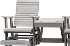 DutchCrafters Modern Horizontal Slat High Back Poly Double Glider Chairs with Center Table Outdoor Patio Furniture (White & Cedar)
