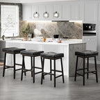 VECELO 25 inch Counter Height Stools for Kitchen Island, 3.3'' Thick PU Upholstered Saddle Seats, Backless Bar Chairs with Metal Base, Black
