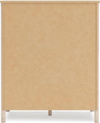 Signature Design by Ashley Cadmori Bohemian 5-Drawer Chest of Drawers with Safety Stop and Post Legs, White & Light Brown