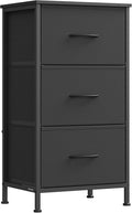 SONGMICS Dresser for Bedroom, Chest of Drawers, Steel, MDF, 3 Non-Woven Fabric Drawers, Storage Organizer Unit, Closet, Entryway, Ink Black and Ebony Black ULGS313B01S