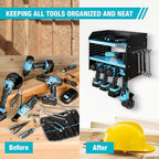 DURATECH Power Tool Organizer Wall Mount with Power Strip, Carbon Steel, Blue, 16.8in Width, 10.9in Depth, 14in Height