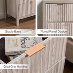 Fluted Dresser for Bedroom with 7 Drawers, 47" Wide Modern Chest of Drawers, Wood Dresser TV Stand Wooden Closet Clothes Storage Organizer for Bedroom, Living Room, Hallway - Oak Grey