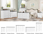 7 Drawer Dresser for Bedroom, 57" Wide Wooden Chest of Drawers, Rustic Farmhouse Dresser with Large Drawers & Metal Handles, Modern Storage Organizer for Closet, Living Room, Hallway, White
