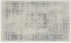 RUGGABLE Washable Vintage Area Rug – Kamran Blue Quartz 3x5, Stain-Resistant, Non-Slip – Small Machine Washable Rugs for Living Room, Bedroom, Hallway, Entryway & Office–with Cushioned Pad