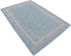 Unique Loom Outdoor Border Collection Area Rug - Soft Border (4' 1" x 6' 1" Rectangle, Aquamarine/ Ivory)