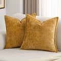 FUTEI Tobacco Chenille Throw Pillow Covers 20x20 Inch Set of 2,Soft Cozy Bound Edge Design Cushion Case,Home Decor for Couch Bed Living Room