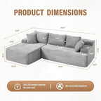 Hobestluk Modular Sectional Couch Sofa,96" Boneless Couches for Living Room, Memory Foam Sectional Couch with Oversized Chaise,L-Shape Couches (Grey, Left Facing)