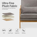 Modern Accent Chair with Lumbar Pillow, Relaxing Mid Century Chair Armchair with Solid Wood Frame & Soft Cushion, Reading Leisure Armchair for Living Room, Grey