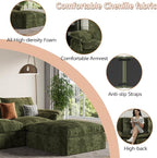 EASE MOOSE Oversized Boneless Sectional Couch-8-Seat, Corner V-Shaped Deep-Seat Modular Cloud Sofa, No-Assembly Chenille Sofa for Living Room, Green