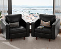 ABCASA Faux Leather Oversized Accent Chair with Storage Deep Seat Single Sofa Large Reading Armchair for Living Room Bedroom Office Black Set of 2
