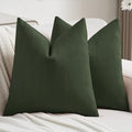 FUTEI Christmas Dark Green Chenille Decorative Throw Pillow Covers 20x20 Inch Set of 2,Soft Cozy Striped Geometric Patterns Cushion Cases,Modern Home Decor for Couch Bed Living Room
