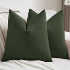 FUTEI Christmas Dark Green Chenille Decorative Throw Pillow Covers 20x20 Inch Set of 2,Soft Cozy Striped Geometric Patterns Cushion Cases,Modern Home Decor for Couch Bed Living Room