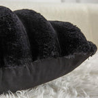Neelvin Black Faux Fur Cozy Soft Striped Decorative Throw Pillow Covers 26x26 inch Set of 2,Velvet Pillowcase Cushion Case for Sofa Couch
