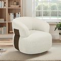 Swivel Barrel Accent Chairs-Modern Round Club Arm Chair Upholstered Living Room Armchair, Single Sofa Seating Bedroom Side Reading Seat for Living Roon Office (Beige,1 Pack)