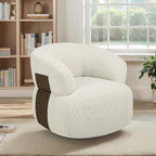 Swivel Barrel Accent Chairs-Modern Round Club Arm Chair Upholstered Living Room Armchair, Single Sofa Seating Bedroom Side Reading Seat for Living Roon Office (Beige,1 Pack)