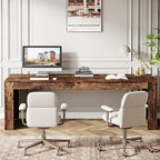 Tribesigns 79-Inch Extra Long Desk, Two Person Double Desk for Home Office, Wooden Long Computer Desk Writing Table for Office, Vintage Brown