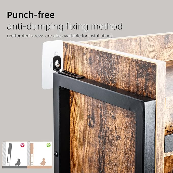 Over The Toilet Storage Cabinet, Behind Toilet Bathroom Organizer with Adjustable Shelves, Above Toilet Organizers with Barn Door, Space Saver for Restroom, Bathroom, Laundry, Rustic