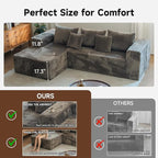 Upgrade 108’’ L Shape Cloud Couch, Plush Corduroy Sectional Sofa with Chaise, Boneless Couches for Living Room Bedroom, No Assembly Required (Khaki, Left Facing Chaise)