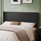 64.6" Wide Wooden Queen Headboard Only, Wingback Boho Headboards, Simple Setup, Modern Farmhouse Headboards with Vertical Grain Design, Wood Headboard Queen Size, Ink Black