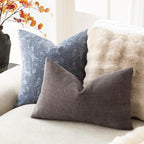 Foindtower Pack of 2 Soft Textured Chenille Throw Decorative Pillow Covers Lumbar Accent Solid Cushion Cover Cozy Farmhouse Pillow Case with Zippe for Couch Sofa Bed Living Room 12x24 Inch, Charcoal