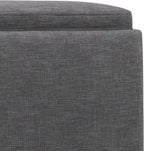 SIMPLIHOME Natasha 18 inch Wide Mid Century Square Mid Century Storage Ottoman with Tray in Slate Grey Polyester Linen, Assembled, For the Living Room, Entryway and Family Room