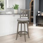 Hillsdale, Presque Isle Wood Bar Height Swivel Stool, 19"D x 17.5"W x 43.5"H, Aged Gray