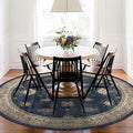 RUGGABLE Washable Vintage Area Rug – Verena Sapphire 6 ft Round, Stain-Resistant, Non-Slip – Medium Machine Washable Rugs for Living Room, Bedroom, Hallway, Entryway & Office–with Standard Pad