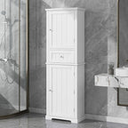Tall Storage Cabinet, Bathroom Floor Freestanding Storage Cabinet with 2 Doors, One Drawer, and Adjustable Shelf for Bathroom, Office, Living Room, White