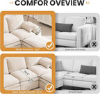 100" L Shaped Modular Sectional Sofa, Couch with Ottoman Storage, Chenille Cloud Couch with Plush Deep Seating for Living Room, Bedroom (Beige, 4 Seat)