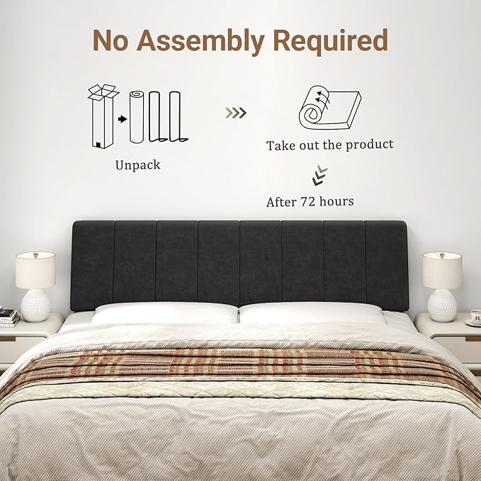 King Size Headboard Only-No Assembly, Upholstered Headboard King Size Linen Fabric Modern Style Headboards for Adjustable Bed Extra-Thick, Black