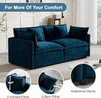 Modular Sectional Sofa, 76.7 Inch I-Shaped Cloud Sofa with Deep Seat Comfortable Chenille Sofa with Cushion Double Sectional Sofa for Living Room Apartment,Blue
