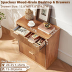 LEYAOYAO Fluted 5 Drawers Dresser for Bedroom, 34" Tall Modern Chest of Drawers with Metal Handle, Curved Profile Design,Brown Wood Drawer Organizer for Bedroom, Living Room, Hallway, Entryway