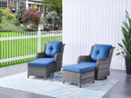 HUMMUH 5 Pieces Outdoor Furniture Patio Furniture Set Wicker Swivel Patio Chairs with 2 Seater Outdoor Sectional Sofa/Patio Loveseat with Ottomans