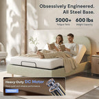 FLEXISPOT Queen All-in-One Adjustable Bed with Linen Upholstered Bed Frame, Soft Cloud Bed with Head & Foot Incline, Adjustable Headboard, Thick Foam Padding, 10-Year Warranty, Easy Assembly, Sage