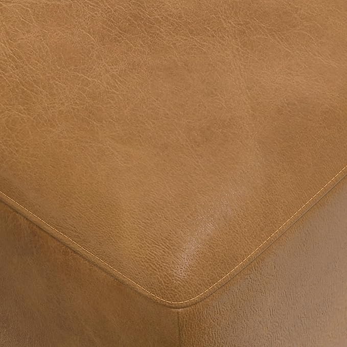 SIMPLIHOME Rex Right Corner Sectional Modular Sofa and Ottoman Set in Full-Grain Genuine Leather, Sienna, 116-inch-wide L-Shaped Leather Sofa and Matching 34-inch-Wide Table Ottoman for Living Room