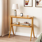 Tribesigns Narrow Side Table for Living Room, Farmhouse End Table with 2-Tier Storage Shelf and Solid Wood Legs, Slim Tall Bedside Table Nightstand for Bedroom, Small Spaces, Entryway, Brown(1)