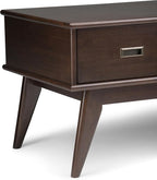 SIMPLIHOME Draper SOLID HARDWOOD 48 inch Wide Rectangle Mid Century Modern Coffee Table in Medium Auburn Brown for the Living Room and Family Room