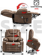26in Extra Large Lazy Boy Recliner Chair for Tall Men Up to 6'2"/350lb Adjustment Power Lift Recliner Chair with Cupholder, Massage Chair Recliner with Lumbar Heating