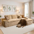106" Oversized Couch Sofa, L Shape Couches for Living Room, No Assembly Required Plush Velvet Sectional Sofas with Right Facing Chaise for Home Apartment