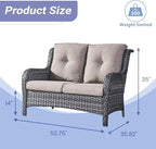 HUMMUH 5 Pieces Outdoor Furniture Patio Furniture Set Wicker Swivel Patio Chairs with 2 Seater Outdoor Sectional Sofa/Patio Loveseat with Ottomans