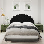 Queen Size Headboard Only, Petal Wall Mount Headboard Queen/Full Size for Adjustable Bed Velvet Upholstered Head Board Easy Assembly, Black