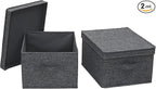 Household Essentials Large Fabric Storage Bins with Lids, Graphite, Set of 2