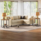 Tribesigns Round End Table with 2-Tier Storage Shelf, Industrial Side Table with Curved Metal Legs, Wood-Grain Accent Coffee Side Stand, Small Nightstand for Living Room, Bedroom, Office, Bathroom