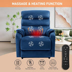 EONIX Wide Lay Flat Power Lift Recliner Chair for Elderly, Heavy Duty Oversized Fabric Lift Chairs Recliner Sofa with Heat and Massage and Charging Ports, Chenille Blue