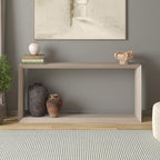 Henn&Hart 64'' Wooden Rectangular Console Table Entryway Table, Sofa Table with Wooden Shelf for Entryway, Living Room, Couch, Hallway, or Office, Alder White