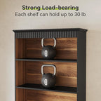 LITTLE TREE 72" Tall Black Bookcase, 5-Tier Office Bookself with File Cabinet Drawers,Modern Floor Standing Storage Filing Cabinet Book Shelf for Living Room,Bedroom