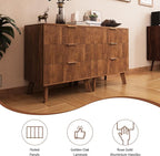Fluted 3 Drawer Dressers, Modern Closet Dressers Chest of Drawers, Wood Storage Dresser Chest of Drawers Organizer for Bedroom Living Room Hallway Closet, Walnut, 2 Sets